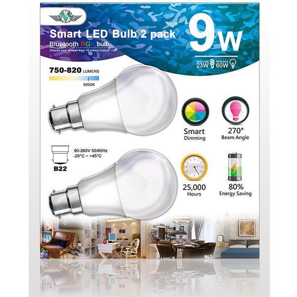 MV SMART BULB 9W B22 TWIN PACK (apple app only ) - John Cootes