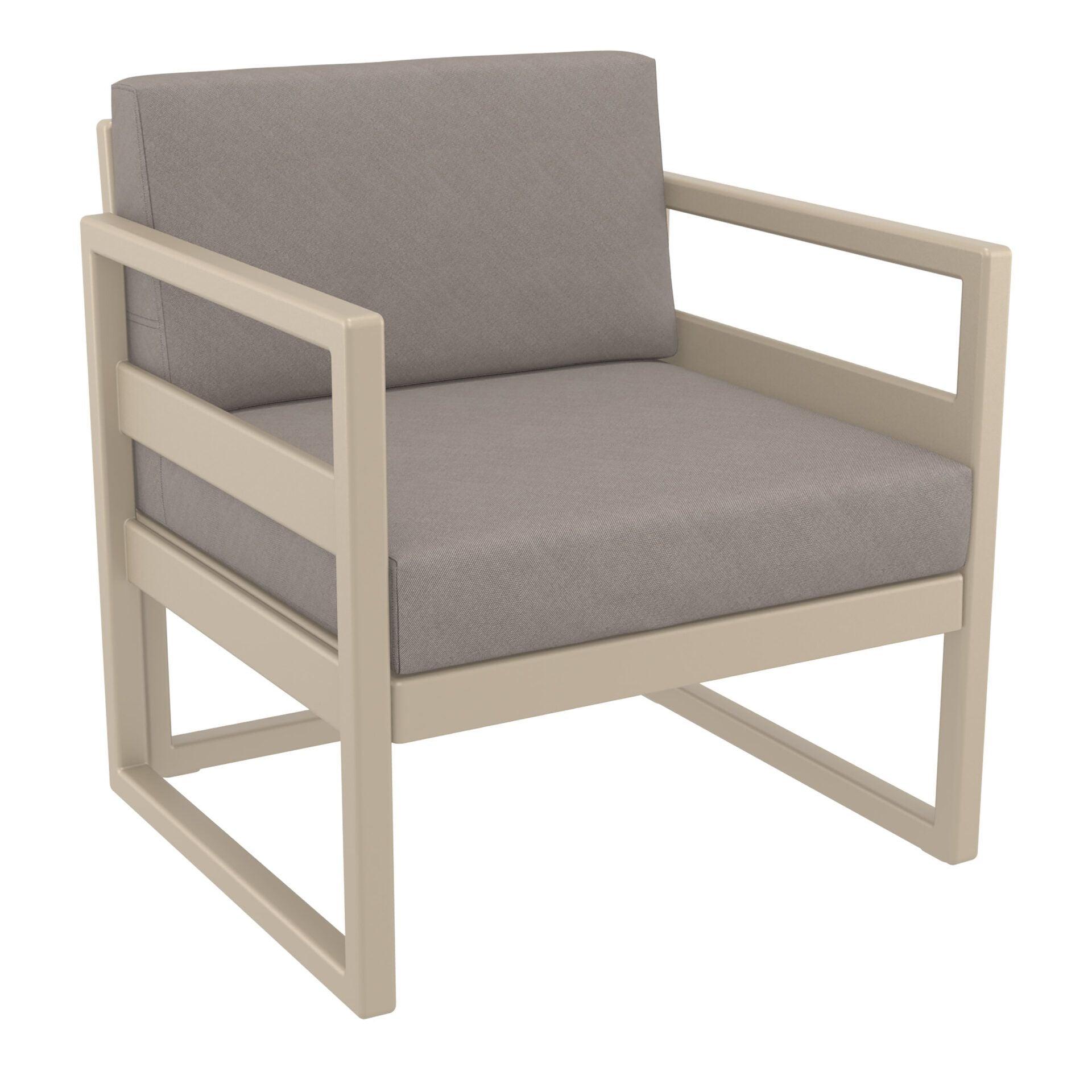 Mykonos Lounge Armchair - Silver Grey with Light Brown Cushions - John Cootes