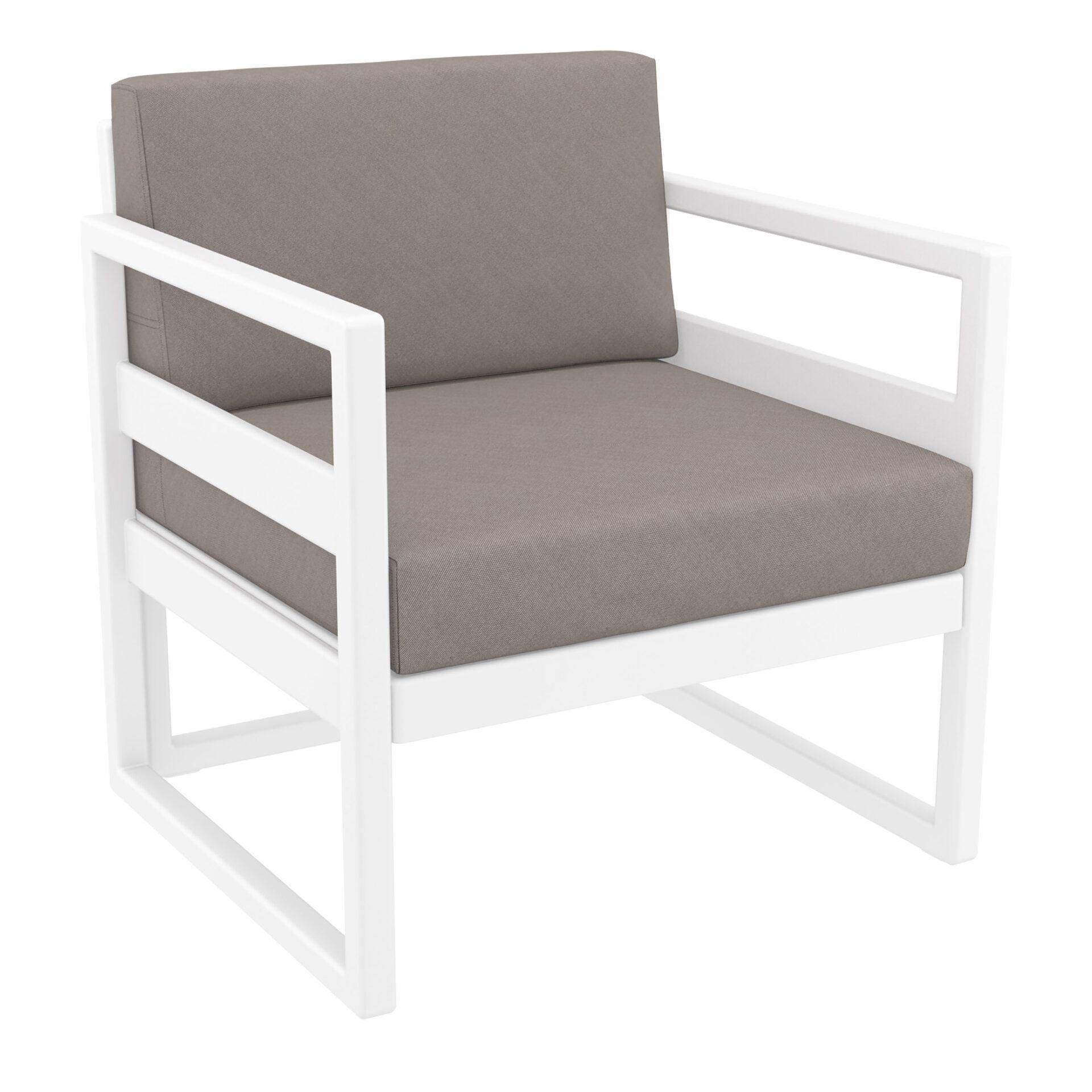 Mykonos Lounge Armchair - Silver Grey with Light Brown Cushions - John Cootes