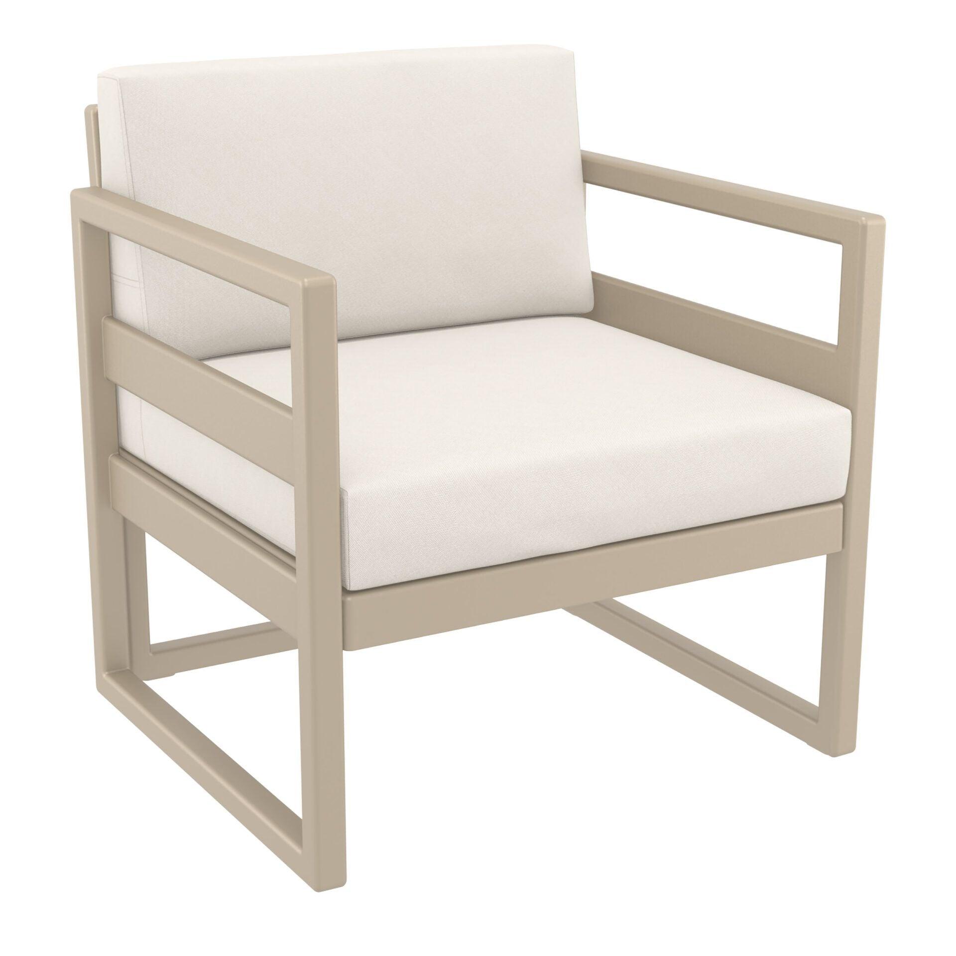 Mykonos Lounge Armchair - Silver Grey with Light Brown Cushions - John Cootes