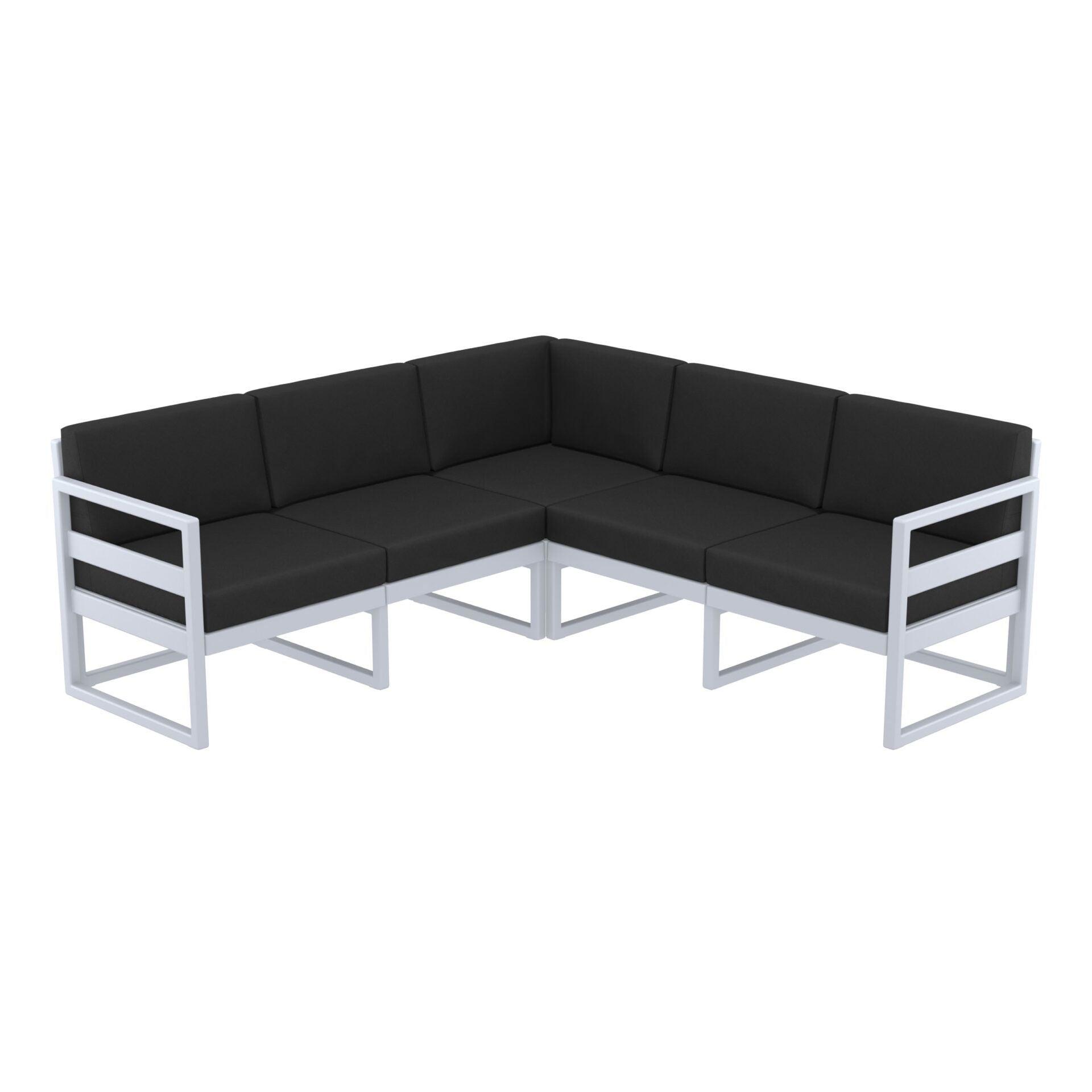 Mykonos Lounge Corner - Silver Grey with Black Cushions - John Cootes