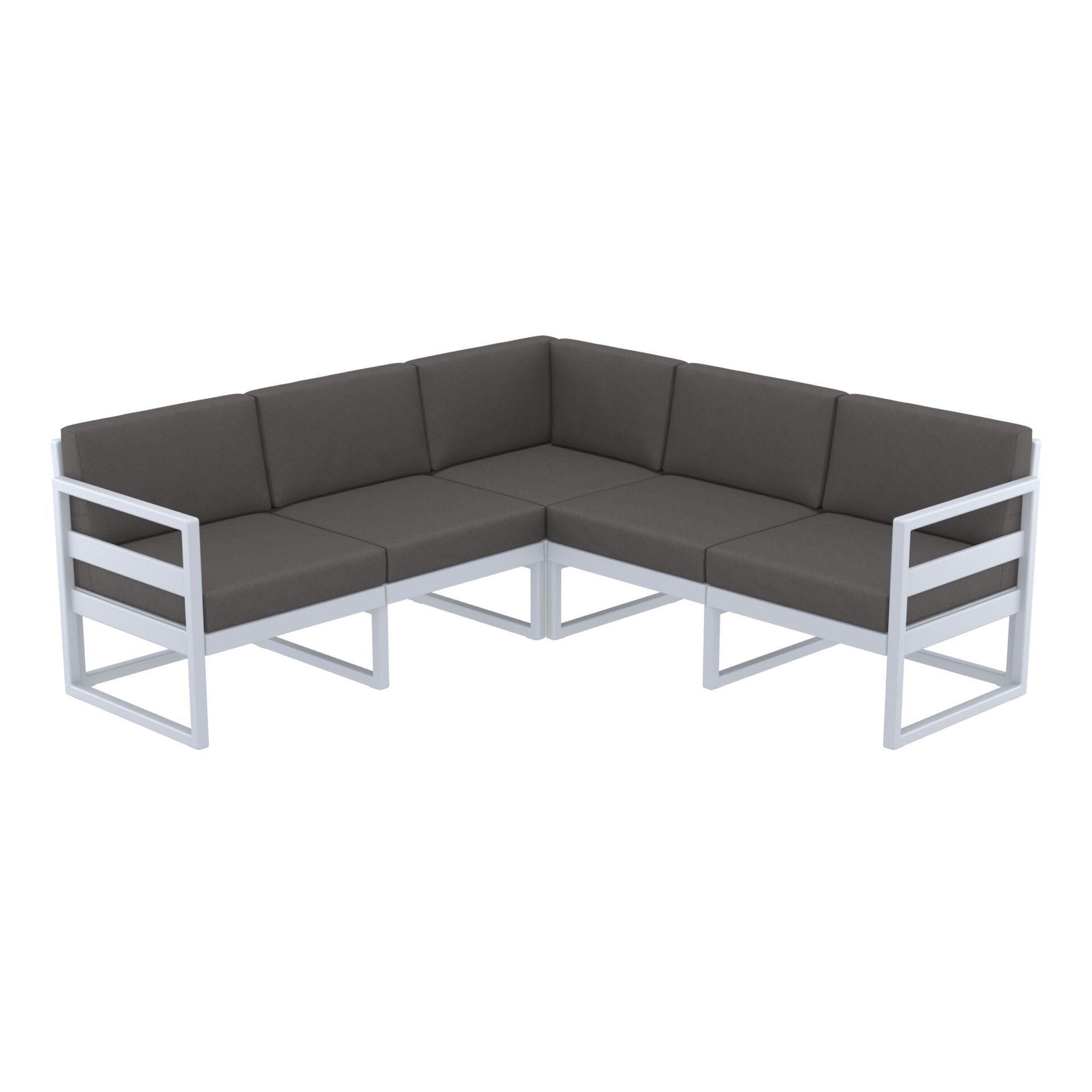 Mykonos Lounge Corner - Silver Grey with Black Cushions - John Cootes