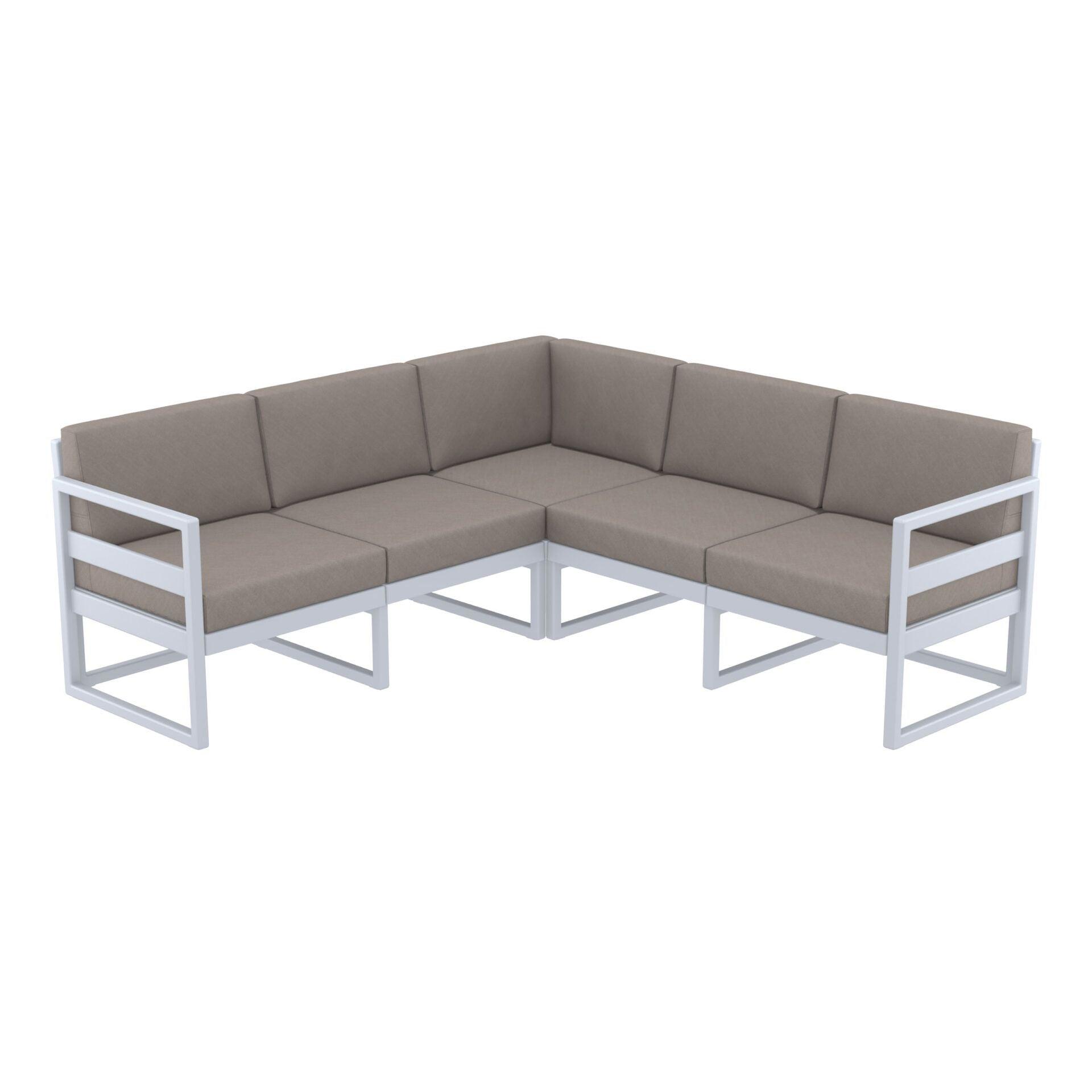 Mykonos Lounge Corner - Silver Grey with Brown Cushions - John Cootes