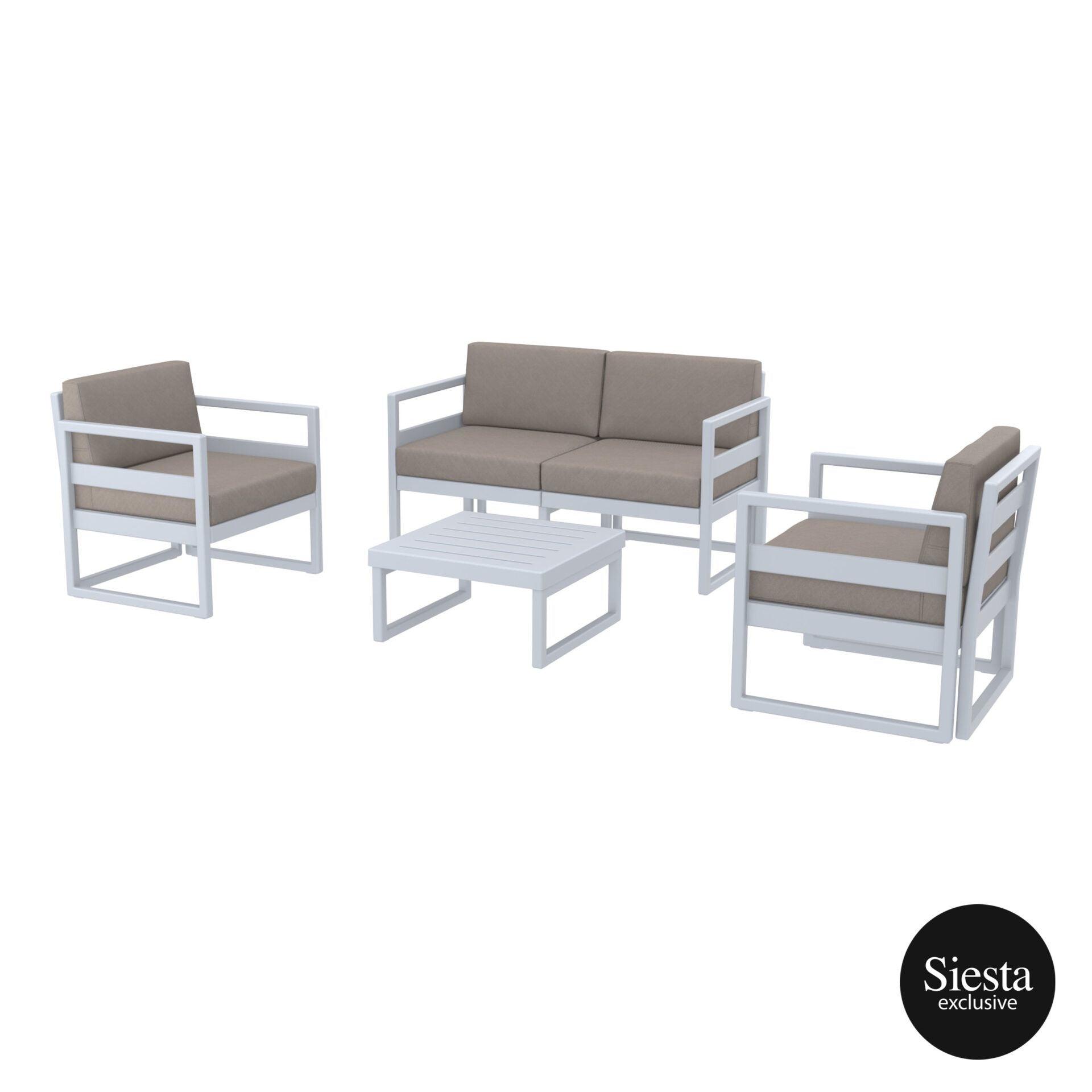 Mykonos Lounge Set - Silver Grey with Brown Cushions - John Cootes