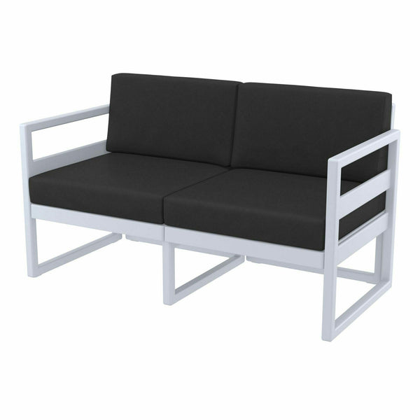Mykonos Lounge Sofa - Silver Grey with Black Cushions - John Cootes