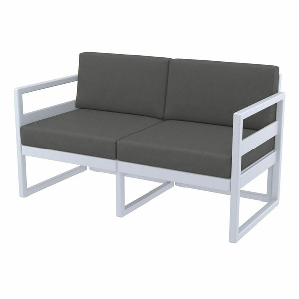 Mykonos Lounge Sofa - Silver Grey with Dark Grey Cushions - John Cootes