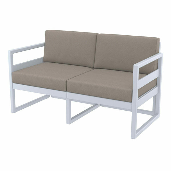 Mykonos Lounge Sofa - Silver Grey with Light Brown Cushions - John Cootes