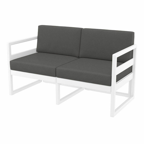 Mykonos Lounge Sofa - White with Dark Grey Cushions - John Cootes