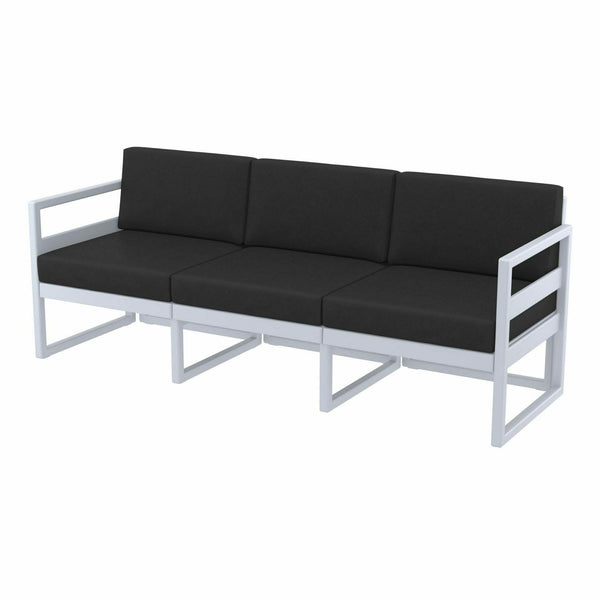 Mykonos Lounge Sofa XL - Silver Grey with Black Cushions - John Cootes