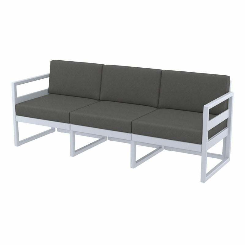 Mykonos Lounge Sofa XL - Silver Grey with Dark Grey Cushions - John Cootes