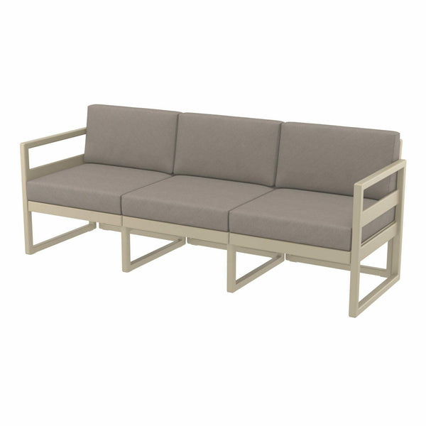 Mykonos Lounge Sofa XL - Taupe with Light Brown Cushions - John Cootes