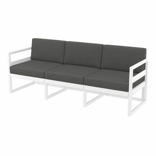 Mykonos Lounge Sofa XL - White with Dark Grey Cushions - John Cootes