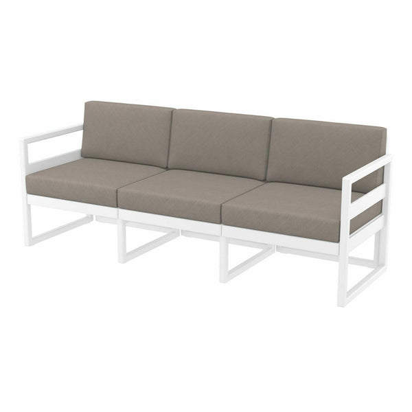 Mykonos Lounge Sofa XL - White with Light Brown Cushions - John Cootes
