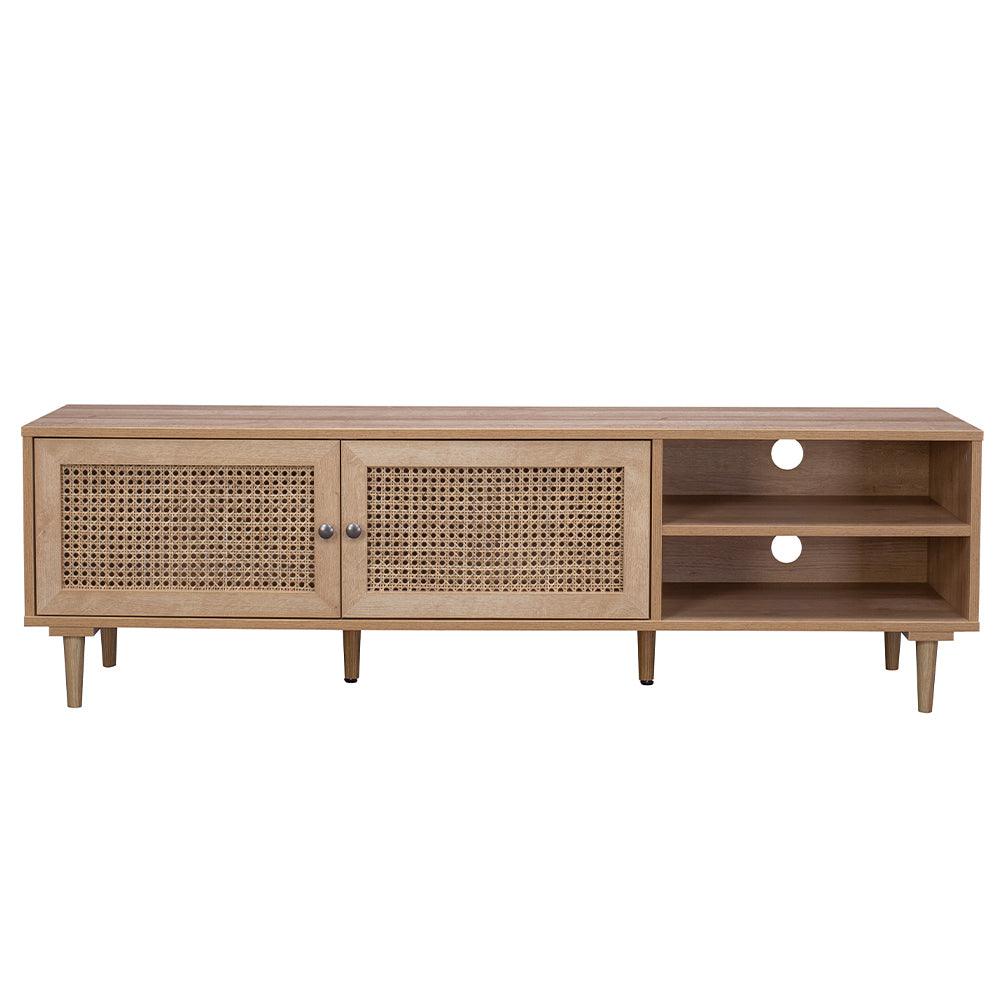 Natura Rattan TV Stand Entertainment Unit With 2 Doors & Shelves - John Cootes