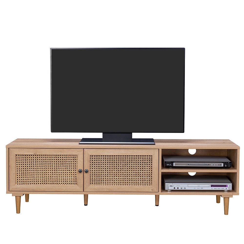 Natura Rattan TV Stand Entertainment Unit With 2 Doors & Shelves - John Cootes