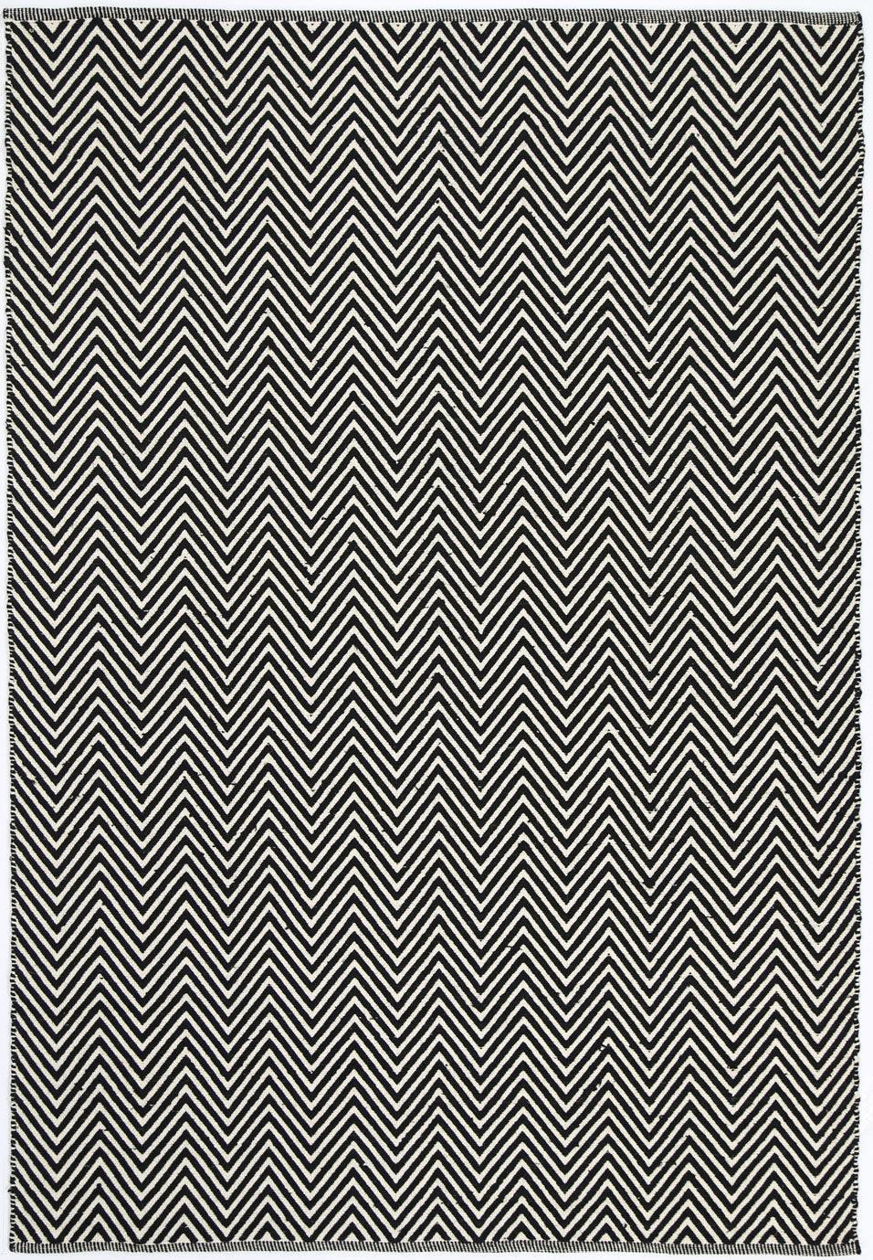 Natura Wool Black White Chevron Rug 200x290 cm - John Cootes