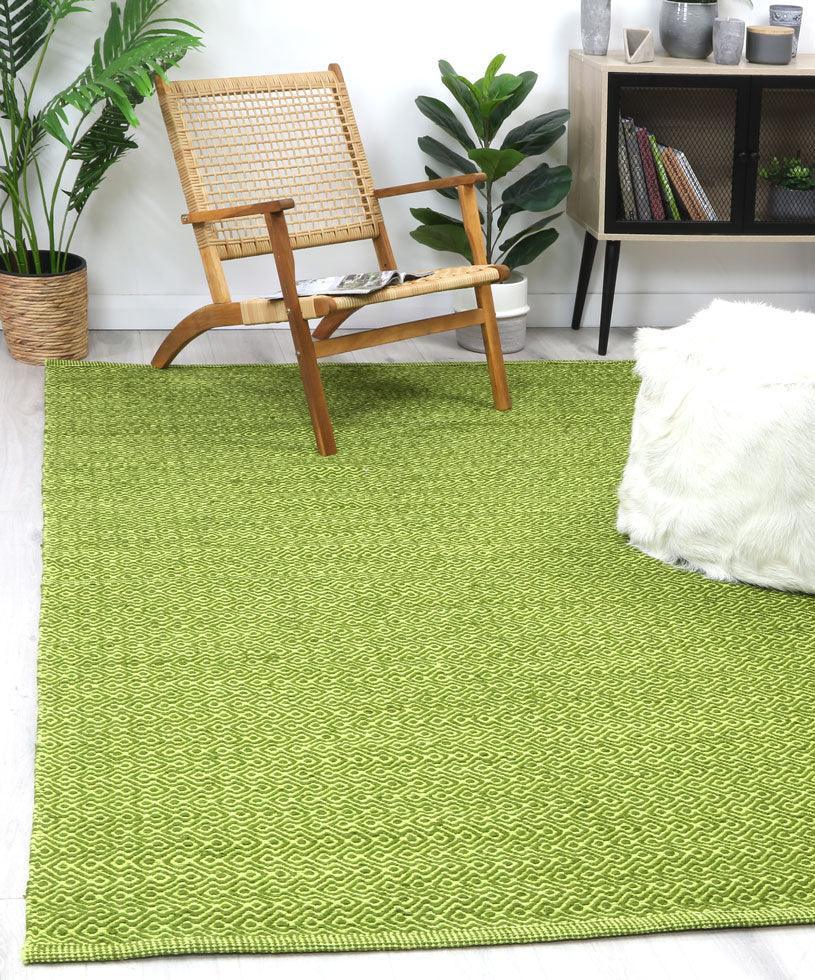 Natura Wool Bright Green Diamond Rug 160x230 cm - John Cootes