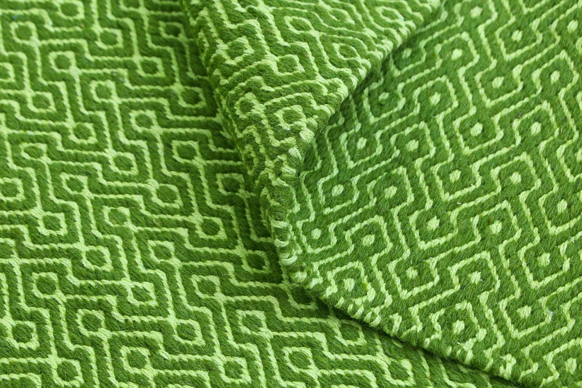 Natura Wool Bright Green Diamond Rug 160x230 cm - John Cootes