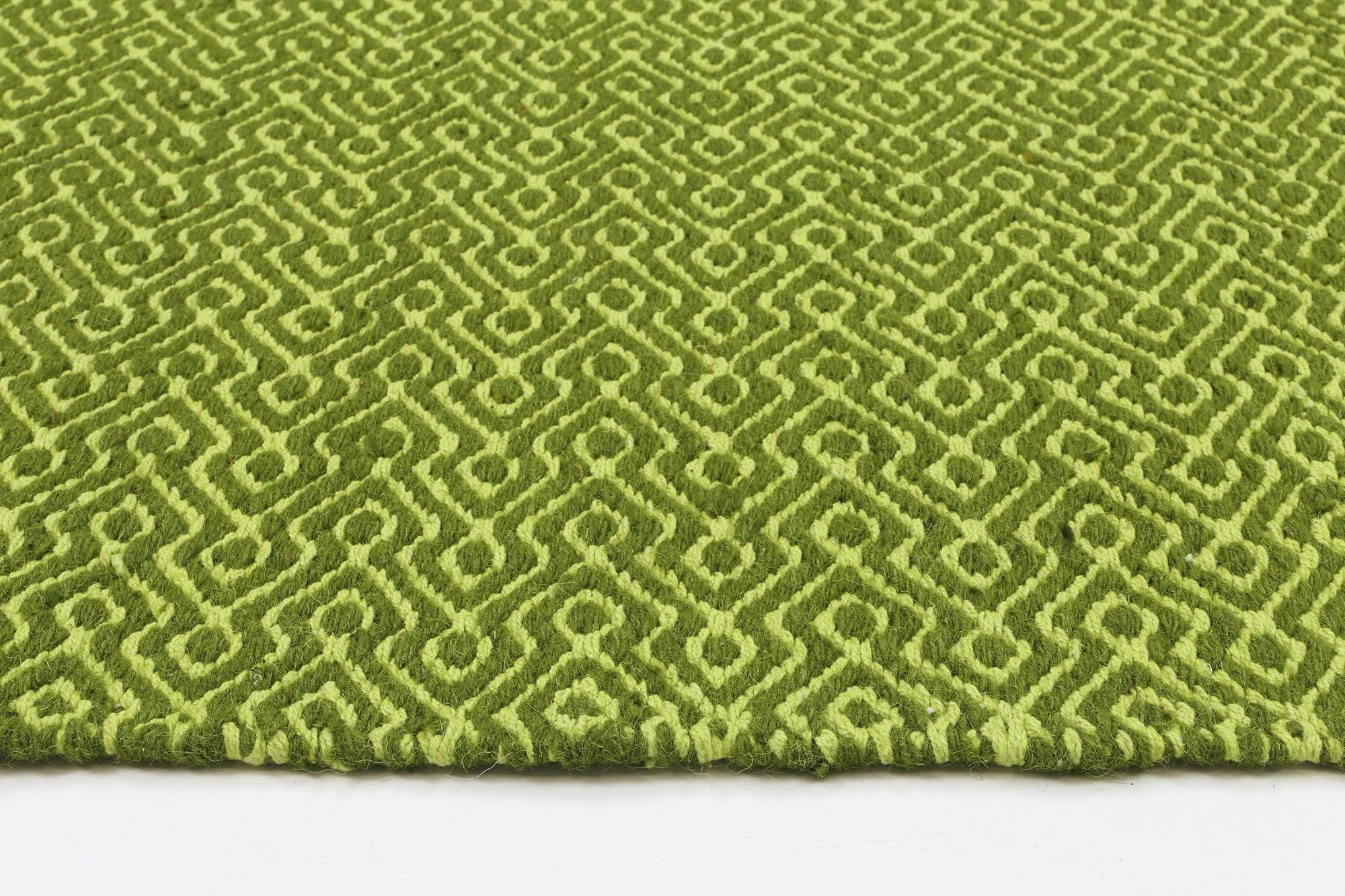 Natura Wool Bright Green Diamond Rug 160x230 cm - John Cootes