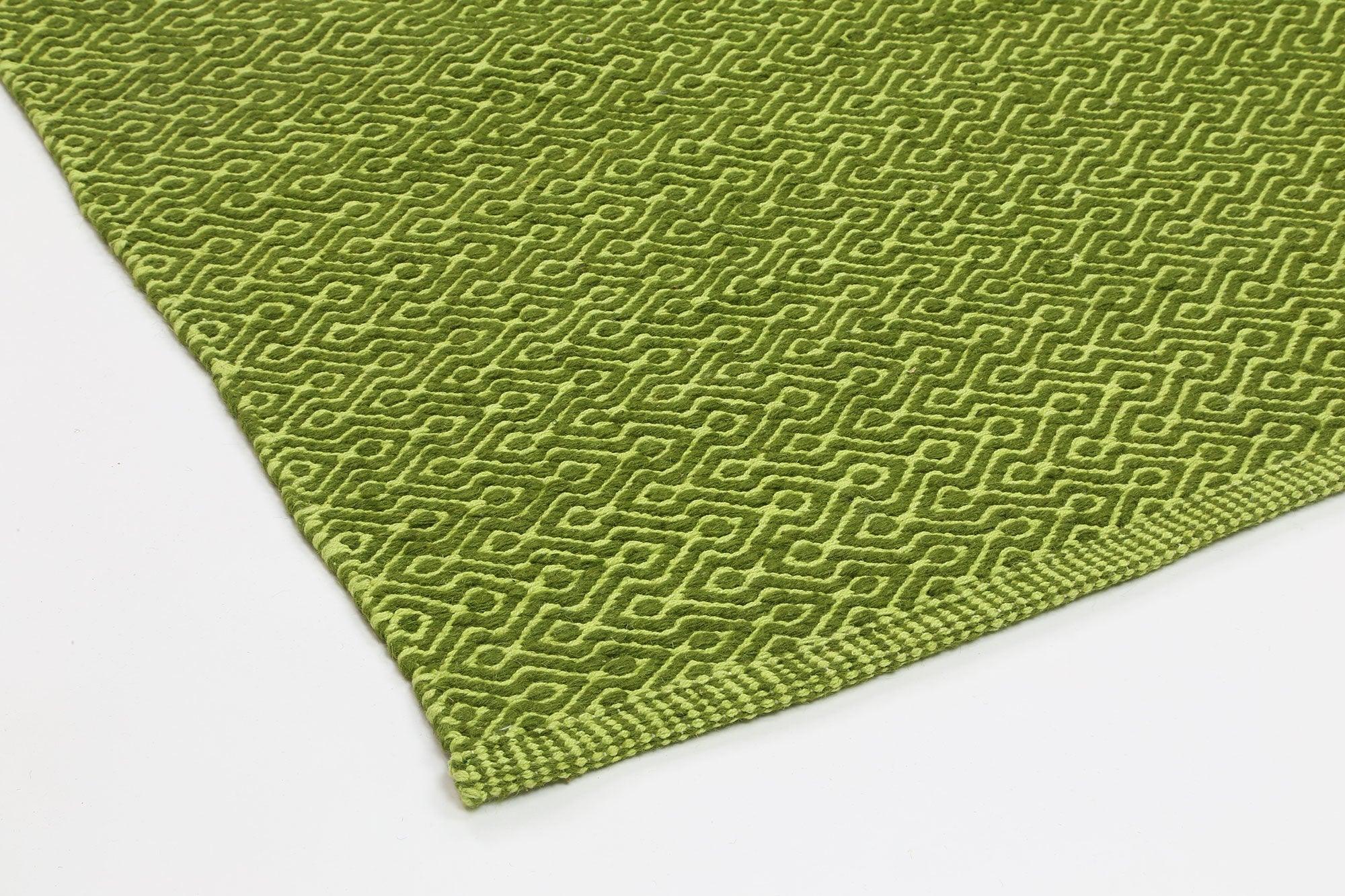 Natura Wool Bright Green Diamond Rug 160x230 cm - John Cootes