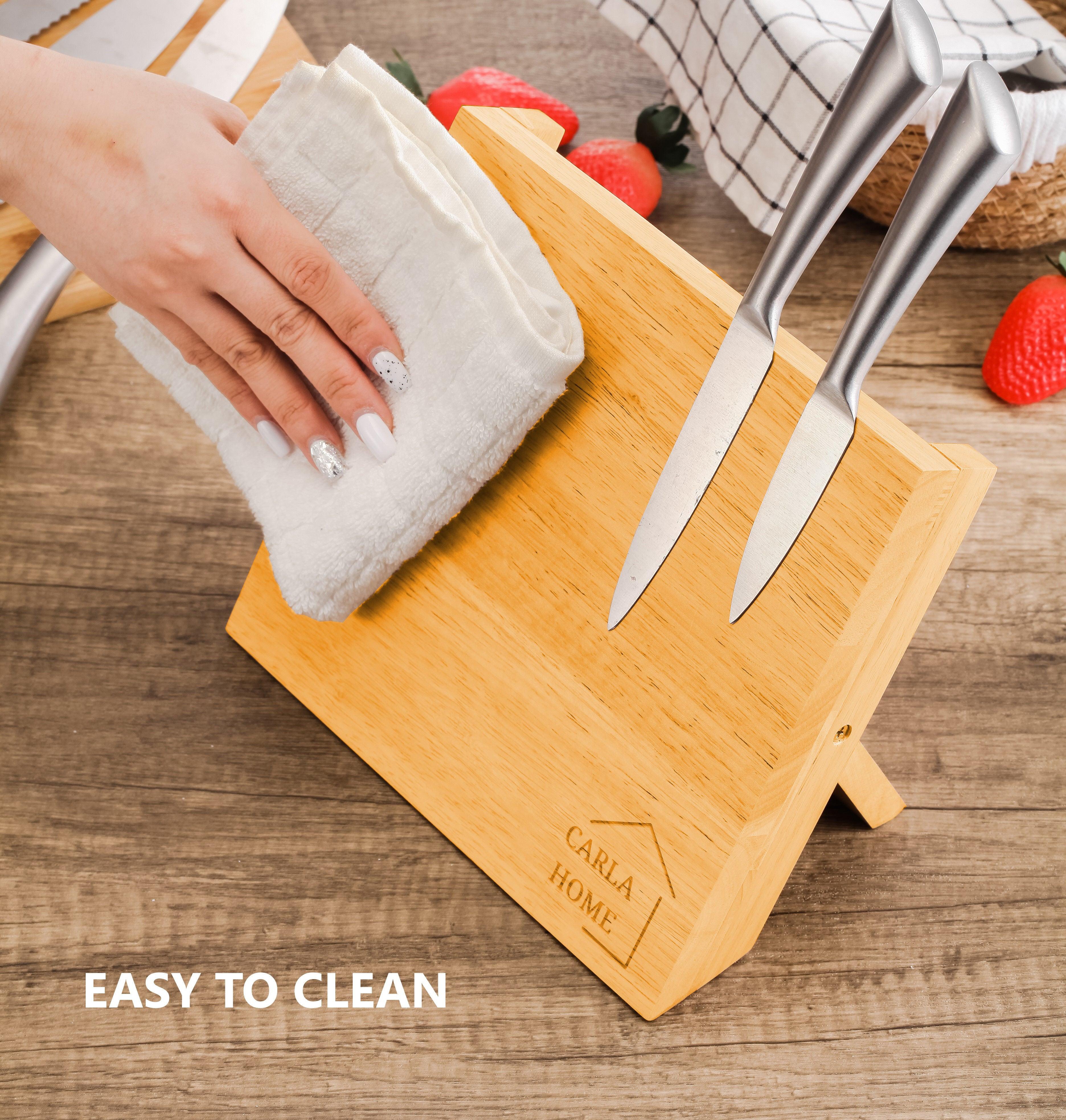 Natural Bamboo Magnetic Knife Block Holder with Strong Magnets for Home Kitchen Storage & Organisation - John Cootes