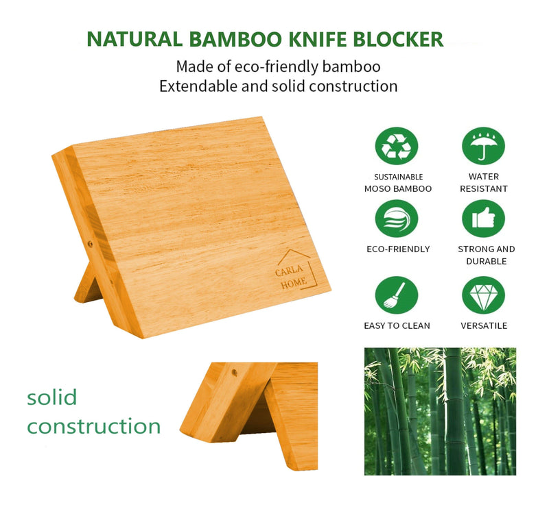 Natural Bamboo Magnetic Knife Block Holder with Strong Magnets for Home Kitchen Storage & Organisation - John Cootes