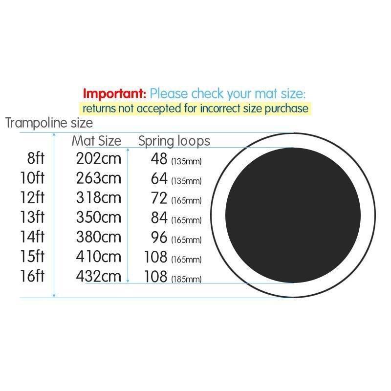 New 14ft Replacement Trampoline Mat Jumping Round Outdoor Spring Loops - John Cootes