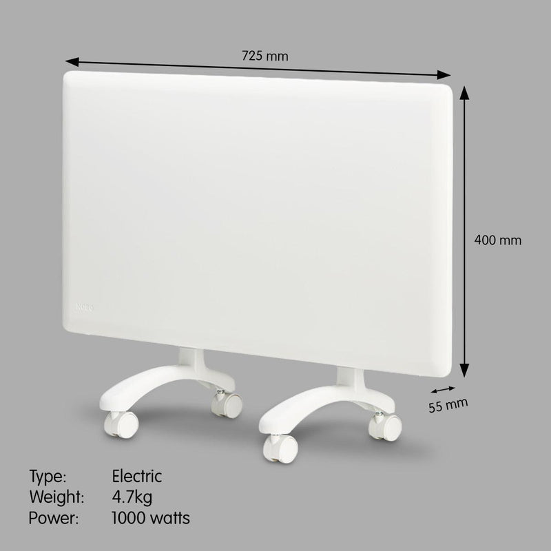 Nobo 1000W NTL4S10-FS40 Electric Panel Heater Thermostat u0026 Castors