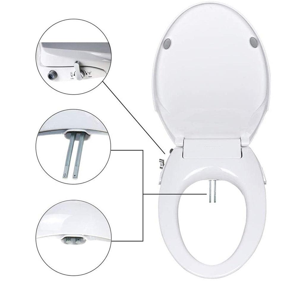 Non Electric Bidet Toilet Seat D Cover Bathroom Dual Nozzle Spray Water Wash - John Cootes