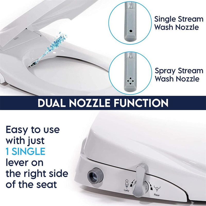 Non Electric Bidet Toilet Seat O Cover Bathroom Dual Nozzle Spray Water Wash - John Cootes
