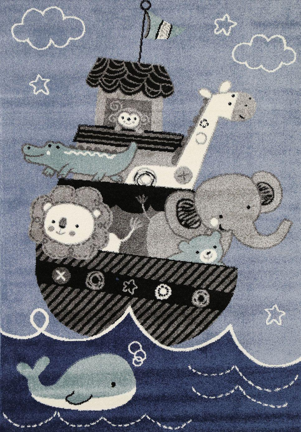 Nova Kids Blue Animal Arc Rug 120x170 cm - John Cootes