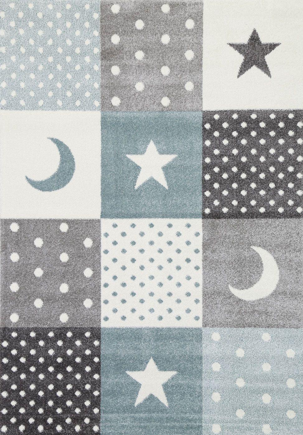 Nova Kids Blue Grey Stars & Moon Rug 120x170 cm - John Cootes