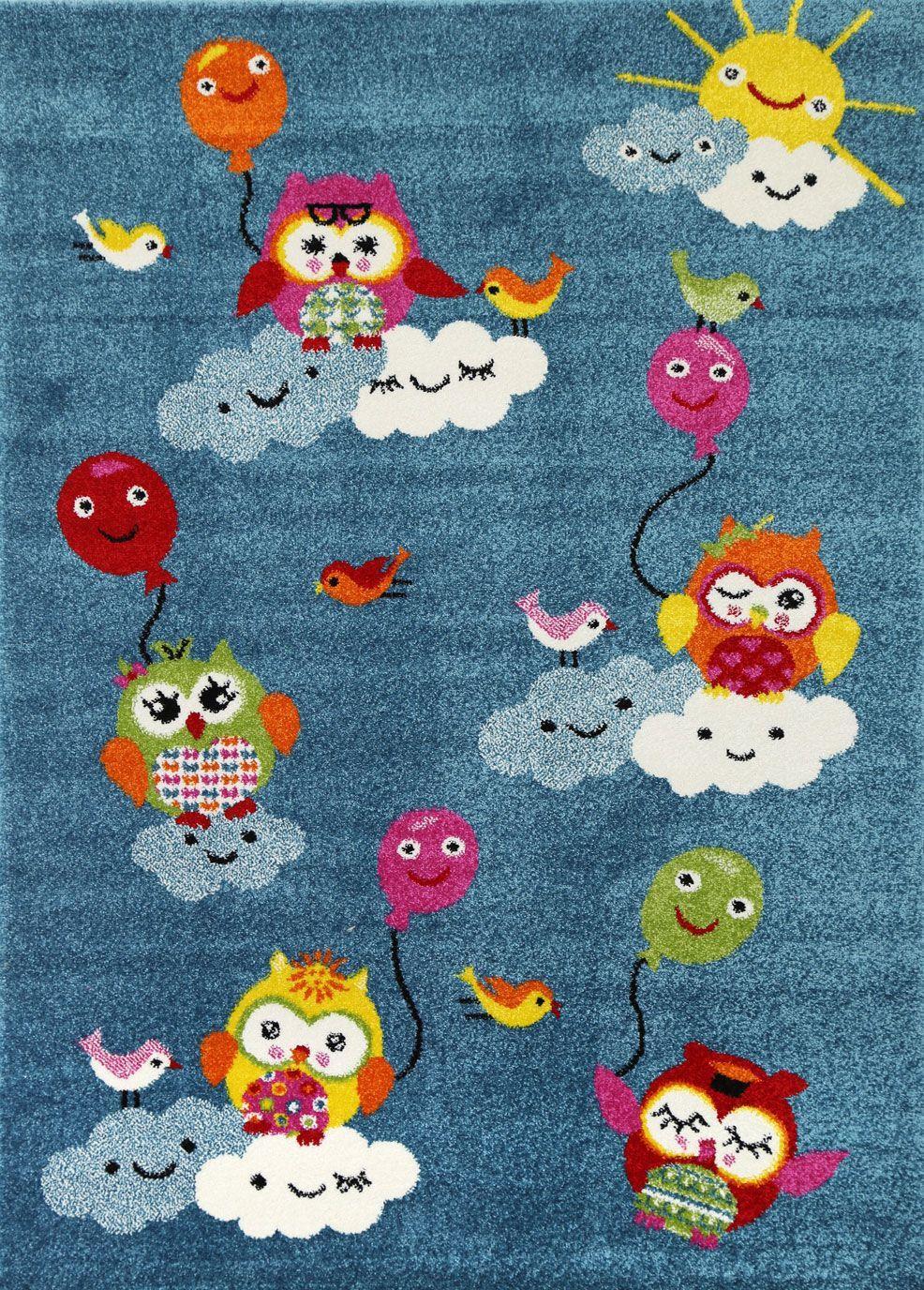 Nova Kids Blue Owl Balloon Rug 120x170 cm - John Cootes