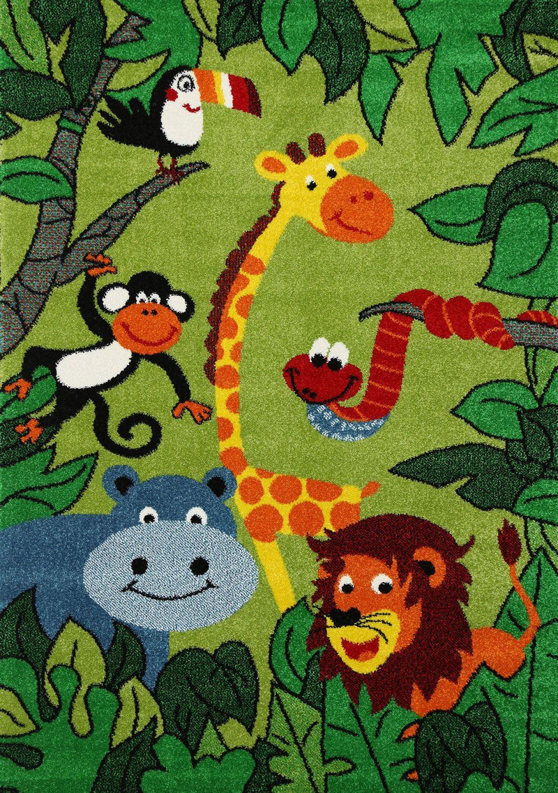 Nova Kids Green Jungle Animal Rug 120x170 cm - John Cootes