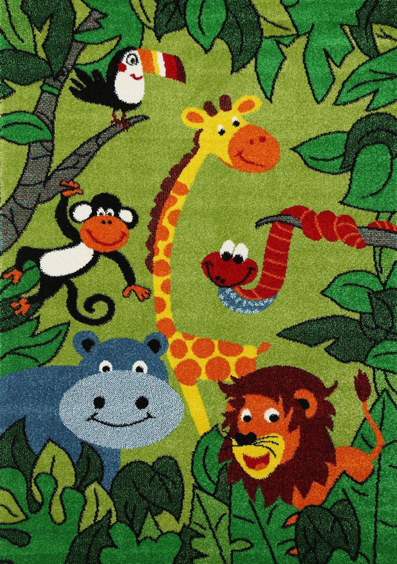 Nova Kids Green Jungle Animal Rug 160x230 cm - John Cootes