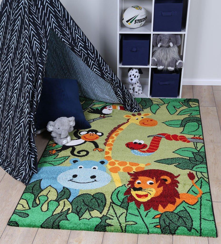 Nova Kids Green Jungle Animal Rug 160x230 cm - John Cootes