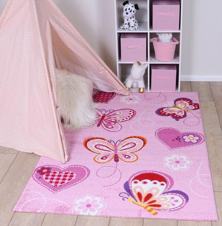 Nova Kids Pink Butterfly Rug 160x230 cm - John Cootes