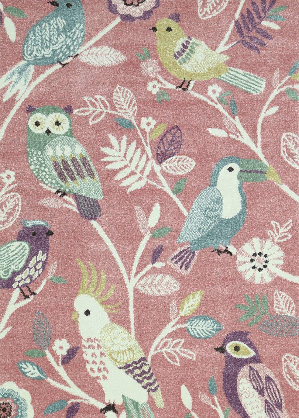 Nova Kids Pink Pastel Bird Rug 160x230 cm - John Cootes