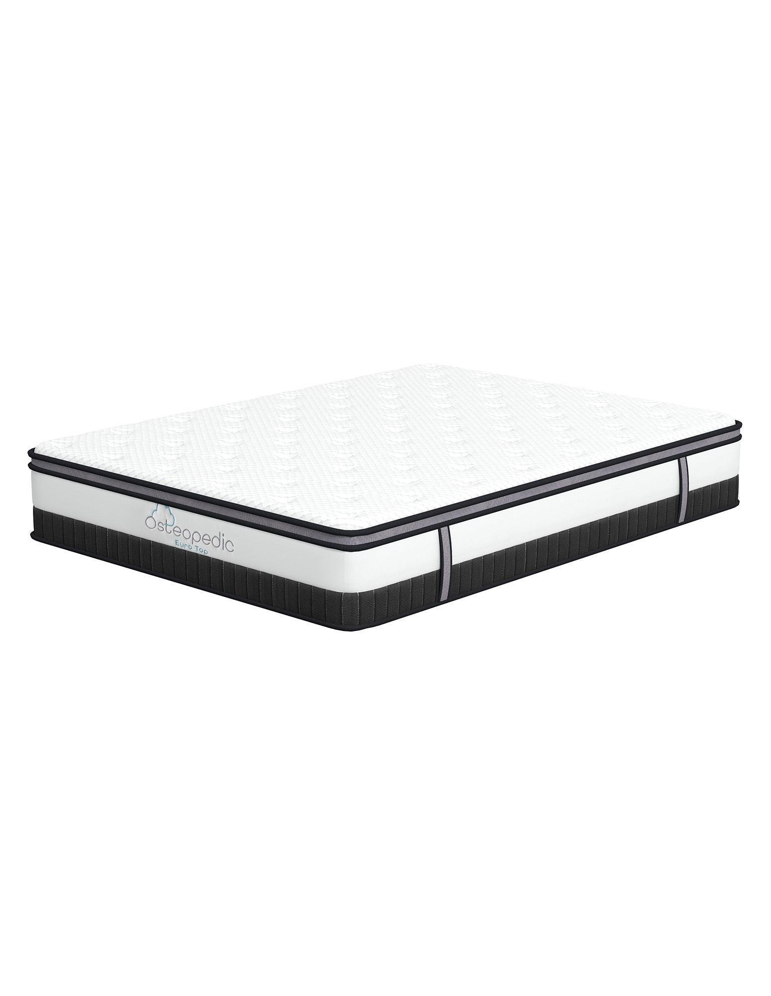 Osteopedic Euro Top Mattress Pocket Spring Medium Firm Hybrid Design Bed 30CM - Double - White - John Cootes