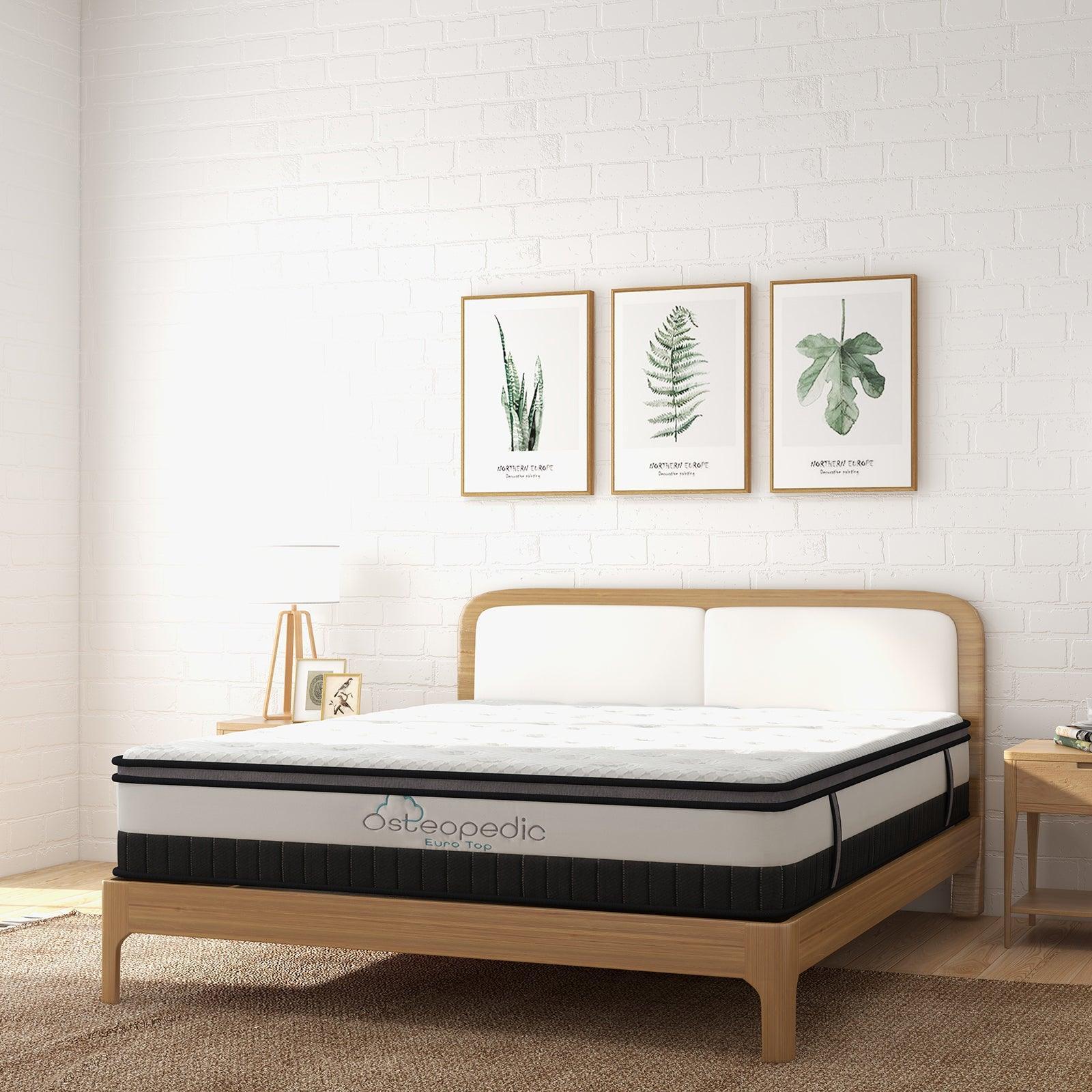 Osteopedic Euro Top Mattress Pocket Spring Medium Firm Hybrid Design Bed 30CM - Double - White - John Cootes