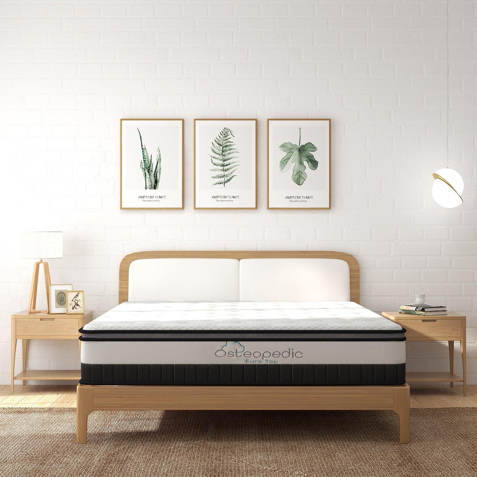 Osteopedic Euro Top Mattress Pocket Spring Medium Firm Hybrid Design Bed 30CM - Double - White - John Cootes