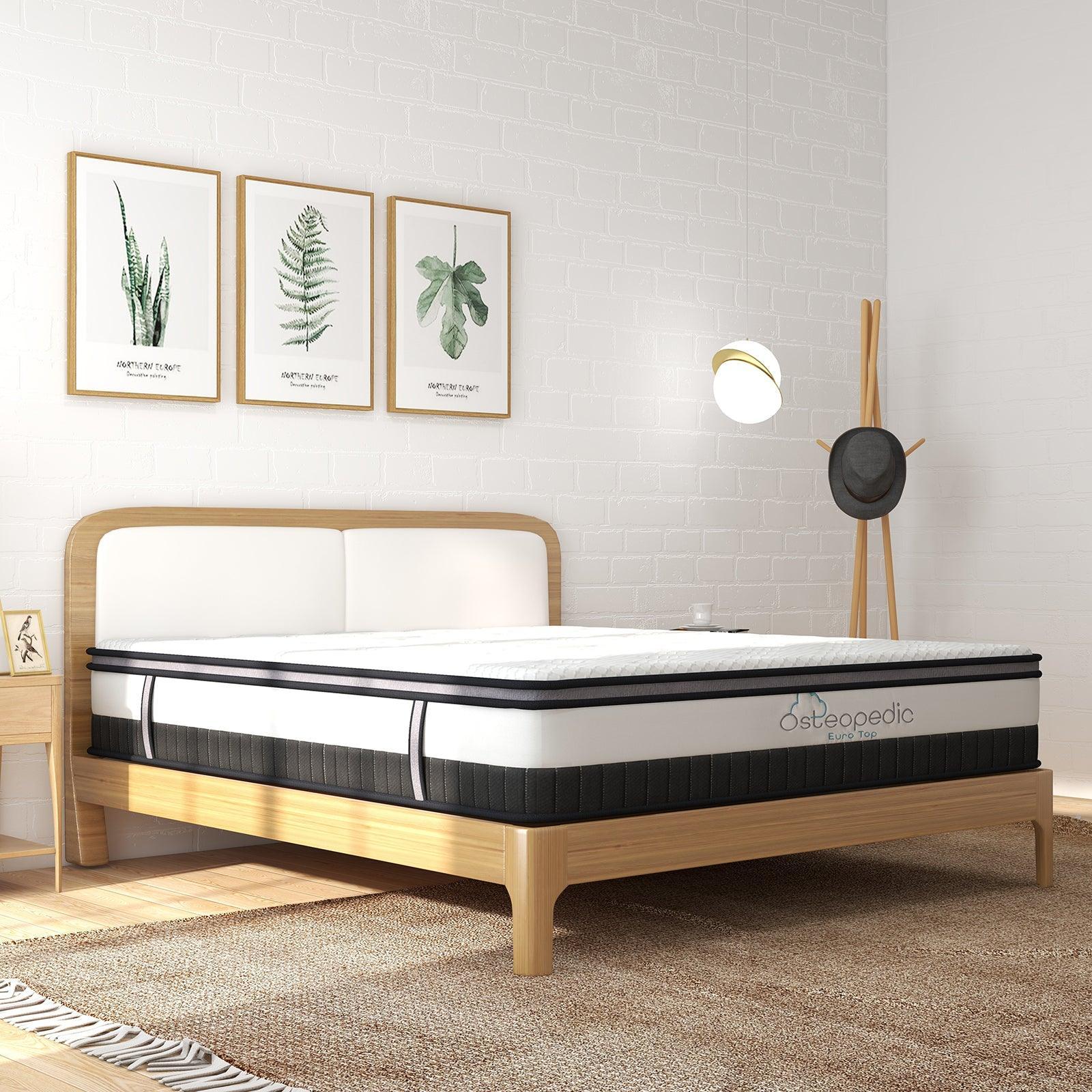 Osteopedic Euro Top Mattress Pocket Spring Medium Firm Hybrid Design Bed 30CM - Double - White - John Cootes