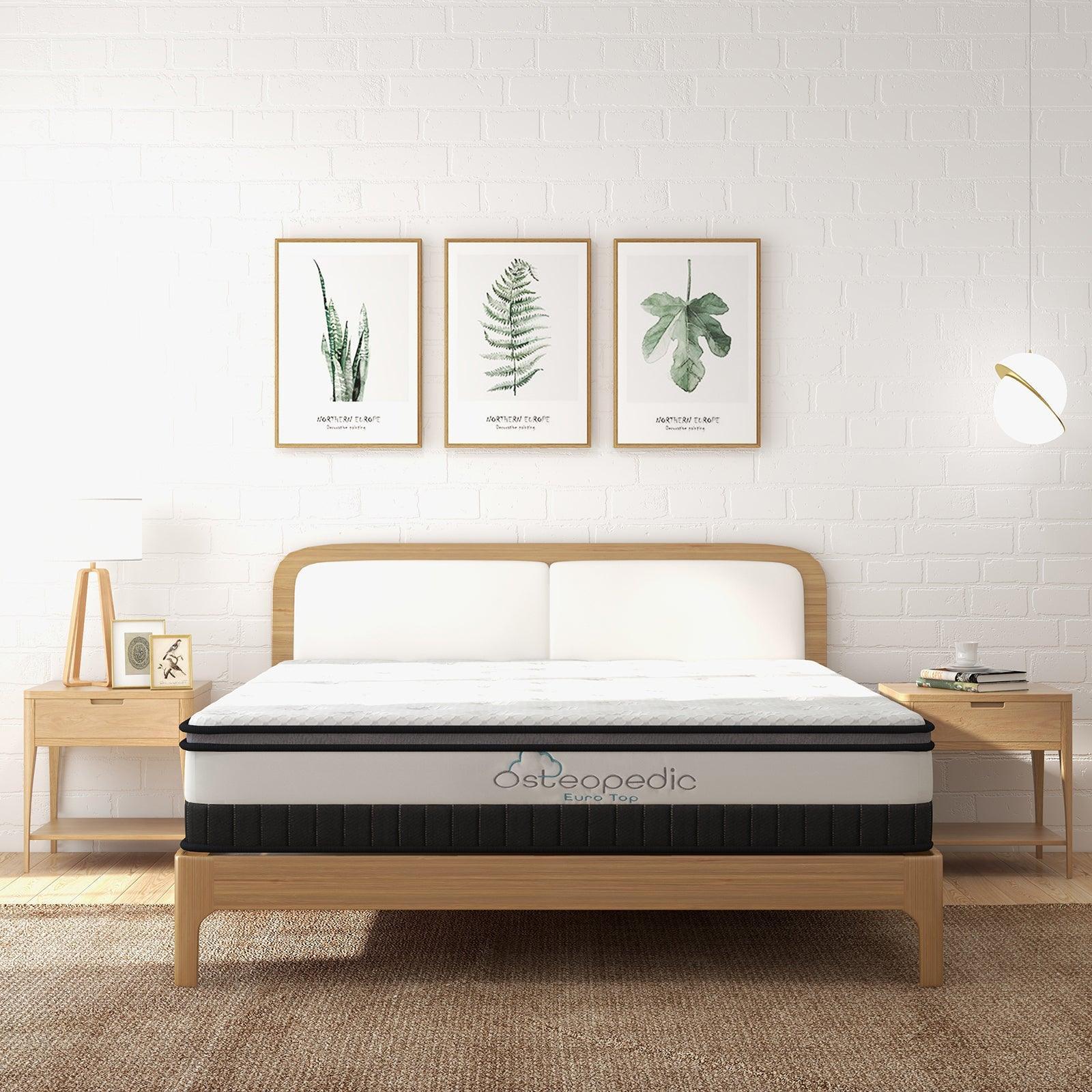 Osteopedic Euro Top Mattress Pocket Spring Medium Firm Hybrid Design Bed 30CM - Double - White - John Cootes