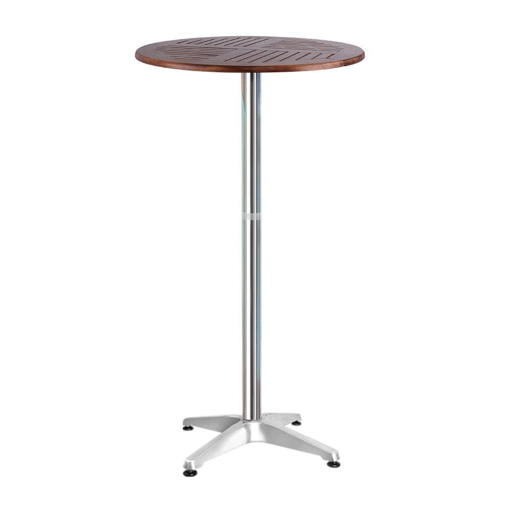 Outdoor Bar Table Furniture Wooden Cafe Table Aluminium Adjustable Round Gardeon - John Cootes