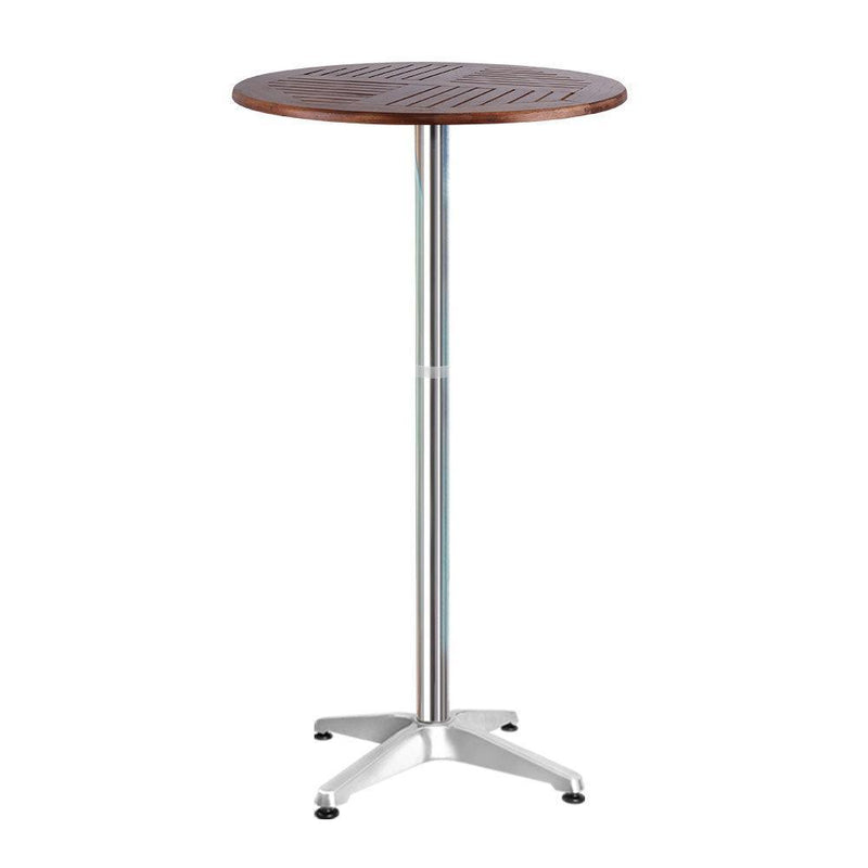 Outdoor Bar Table Furniture Wooden Cafe Table Aluminium Adjustable Round Gardeon - John Cootes