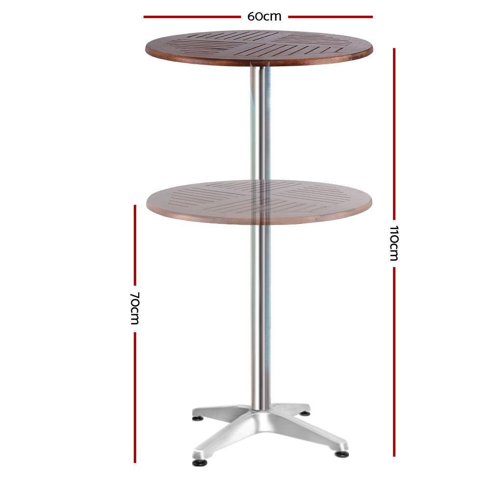 Outdoor Bar Table Furniture Wooden Cafe Table Aluminium Adjustable Round Gardeon - John Cootes