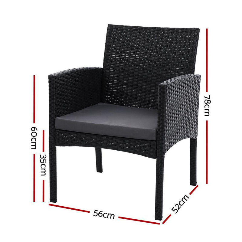 Outdoor Bistro Chairs Patio Furniture Dining Chair Wicker Garden Cushion Gardeon - John Cootes