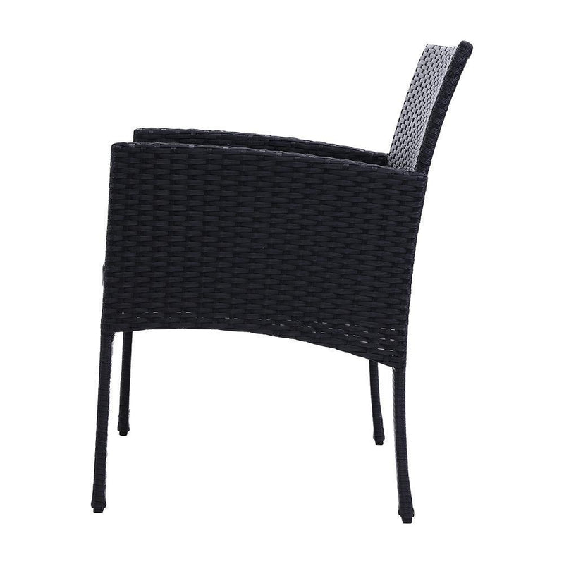 Outdoor Bistro Chairs Patio Furniture Dining Chair Wicker Garden Cushion Gardeon - John Cootes