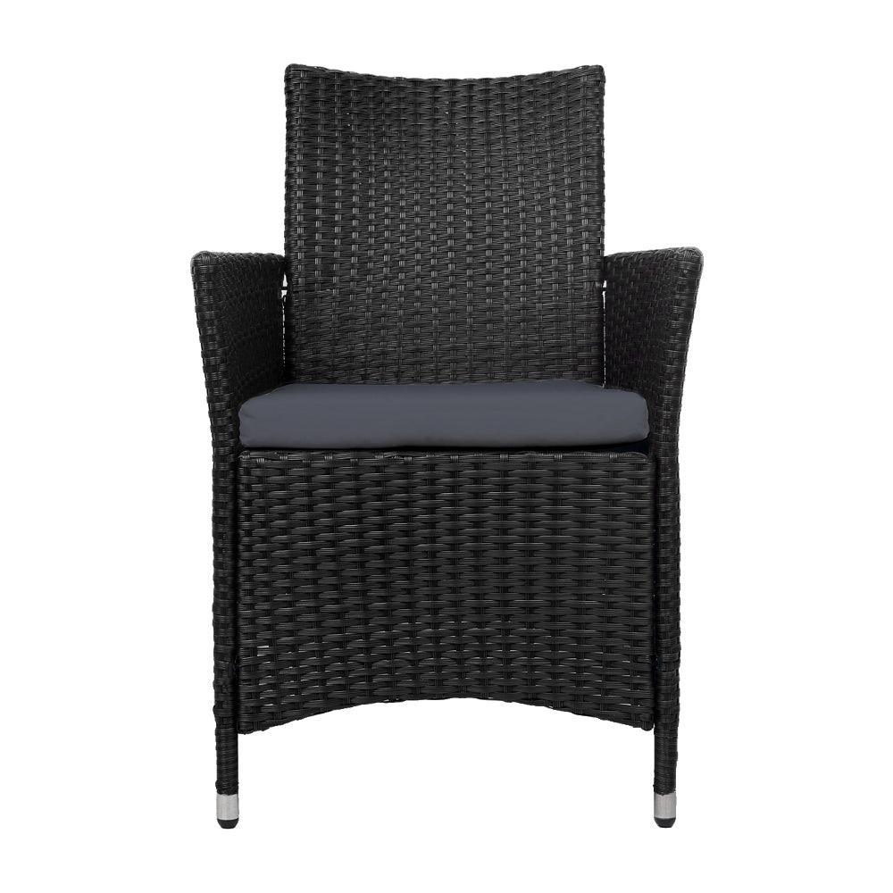 Outdoor Bistro Set Chairs Patio Furniture Dining Wicker Garden Cushion x2 Gardeon - John Cootes