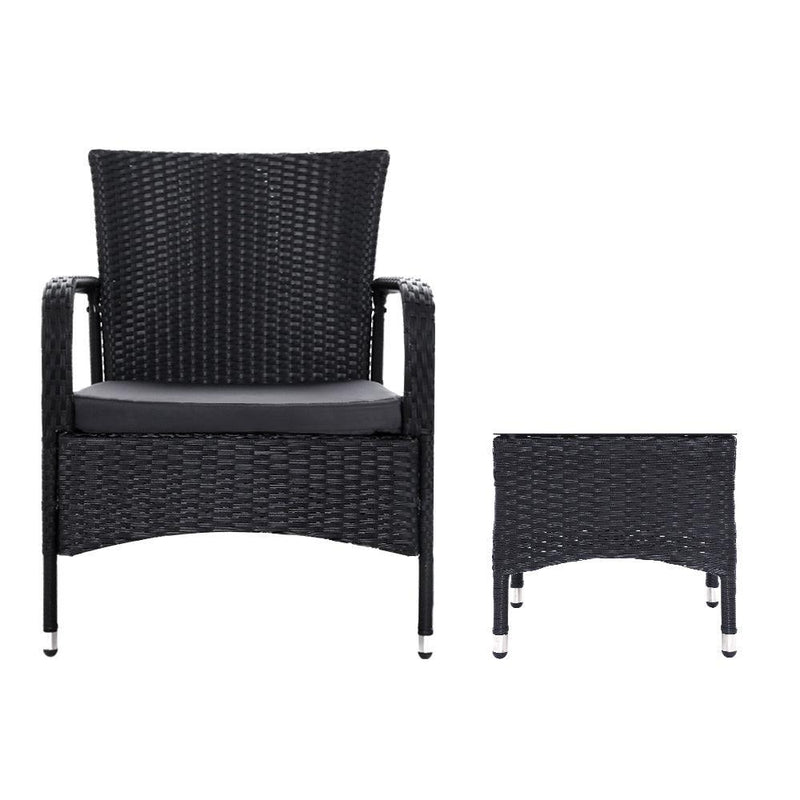 Outdoor Furniture Patio Set Wicker Rattan Outdoor Conversation Set Chairs Table 3PCS - John Cootes